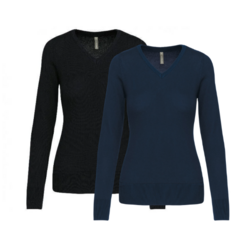 K966 PULL COL V FEMME (NOIR ET/OU BLEU)